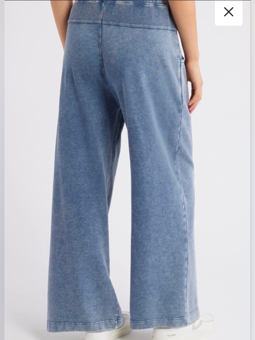 Dropped Waist Relaxed Wide-Leg Drawstring Louge Pants Washed Blue Size S - Picture 2 of 11